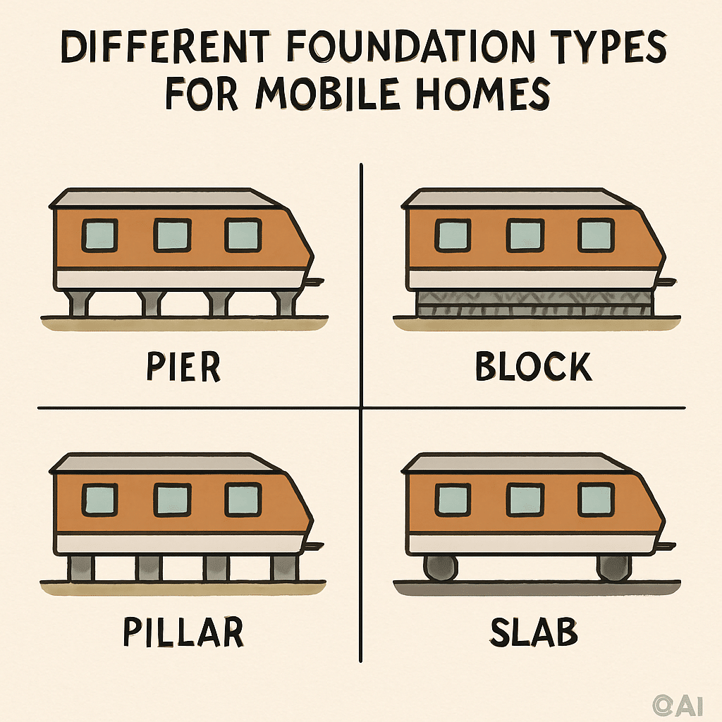 Different foundation types for mobile homes