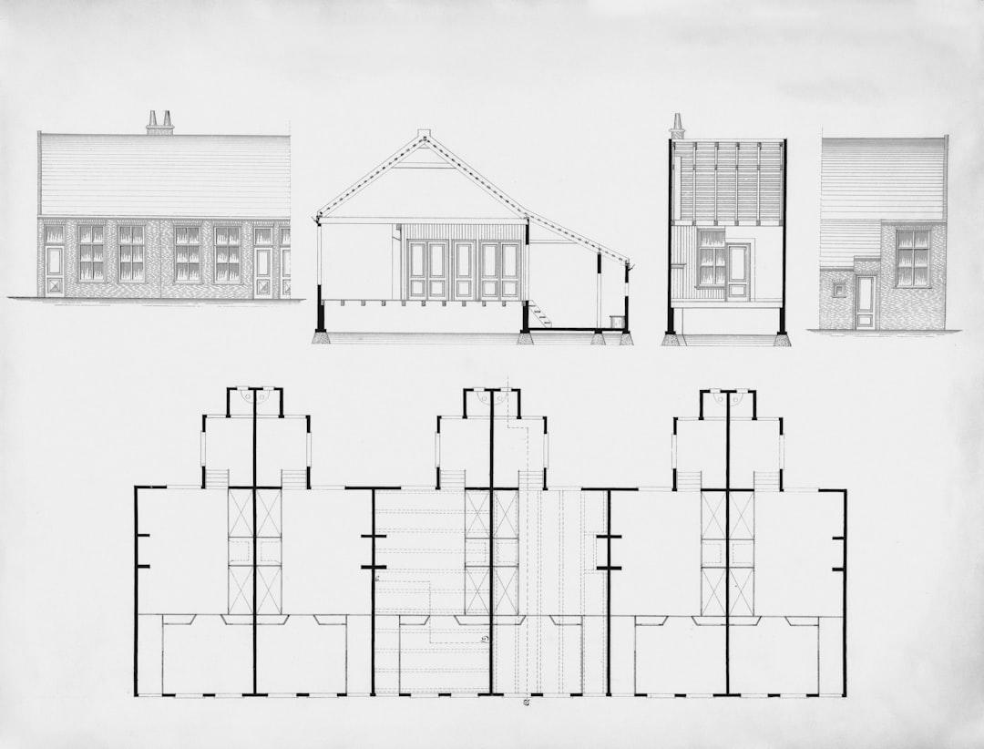 Construction site with blueprints