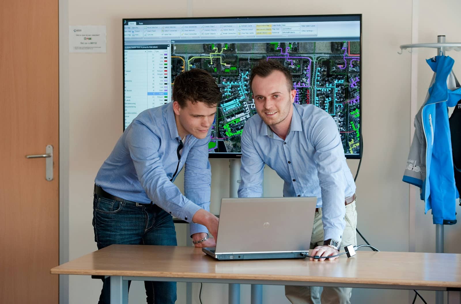 Technicians analyzing data