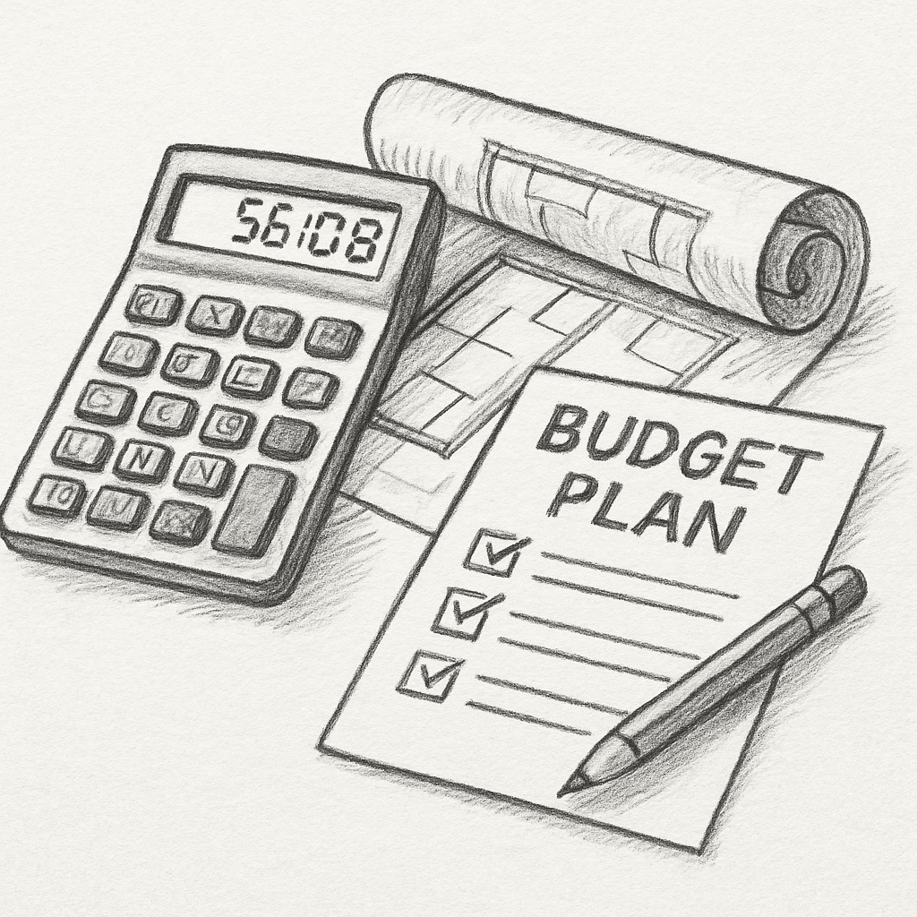 Budget Planning Sketch With Calculator