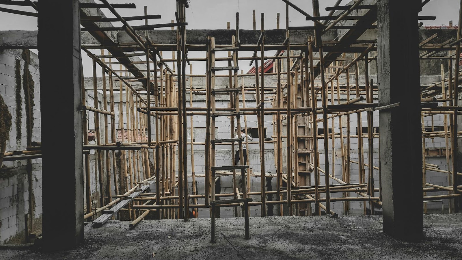 Building Under Construction With Scaffolding