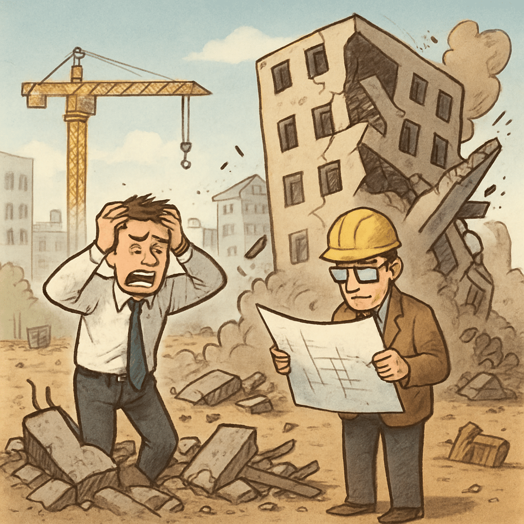 Failed construction site scene