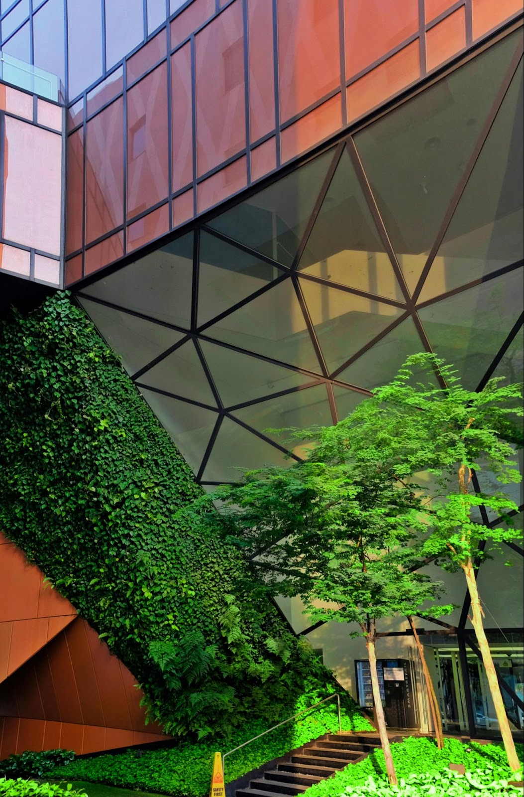 Modern building with greenery